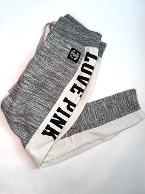 PINK Victoria's Secret 2016 Vintage Gray and White 'LOVE PINK'  Sweatpants